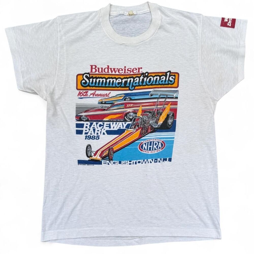 VTG 1985 Budweiser 16th Annual Summernationals Racing Screen Stars Single Stitch